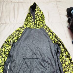 Kids Pixelated Green and Gray Hoodie